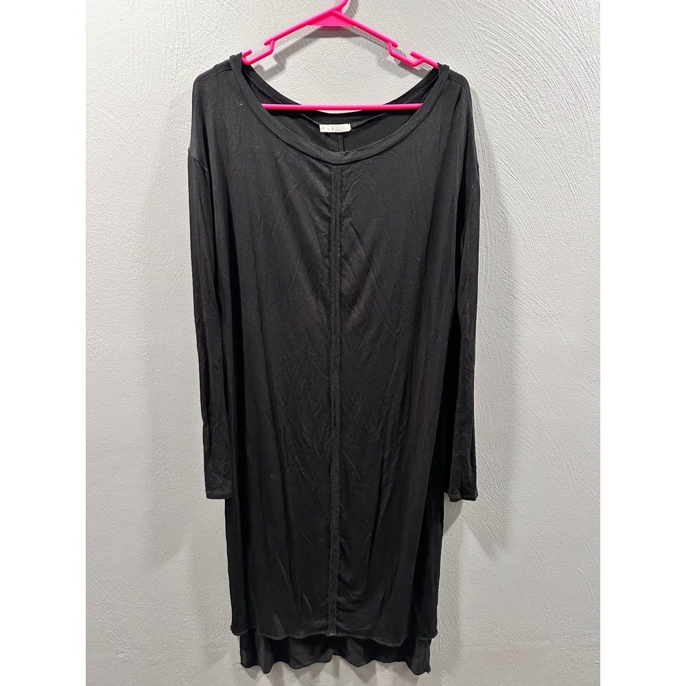 Rachel Rachel Roy Black Long Sleeve Modal Blend Shift Dress Exposed Seam Large